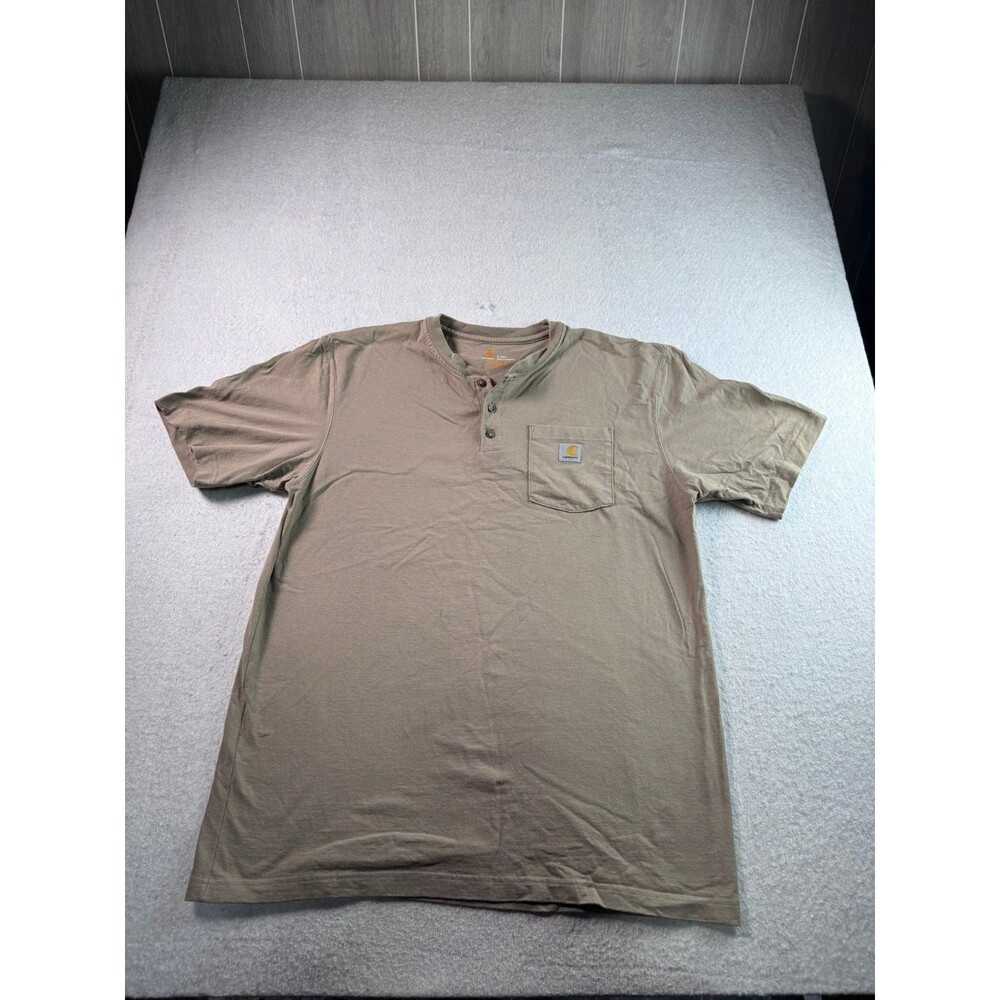 Carhartt Men's L Tall Original Fit Henley T-Shirt K84 Desert Brown Short Sleeve